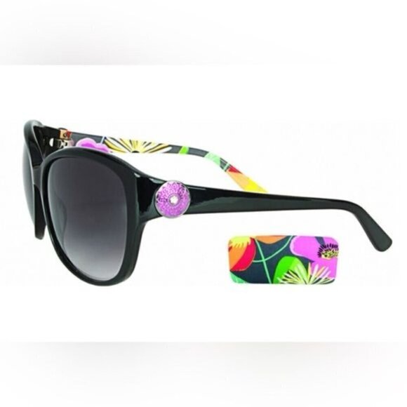Vera Bradley VB Layla Sunglasses Flower Floral Side Black Jazzy Blooms - Picture 1 of 12
